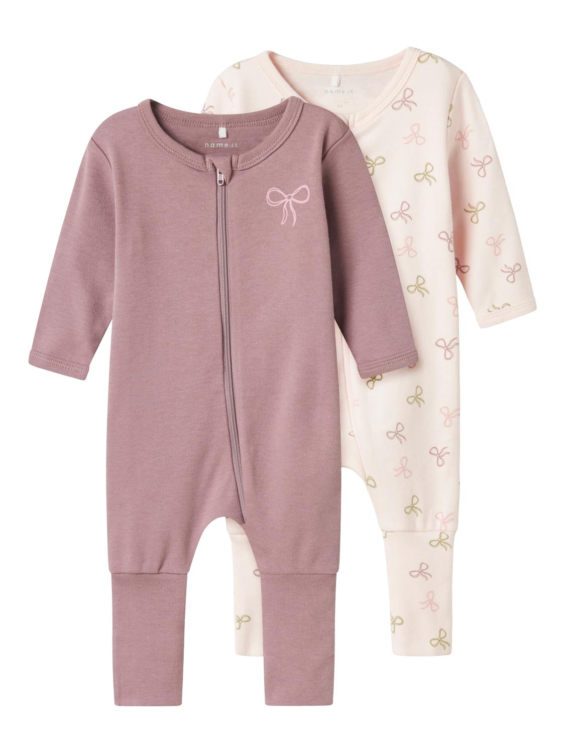 NBFNIGHTSUIT PINK BOW 2PK PYSJAMAS